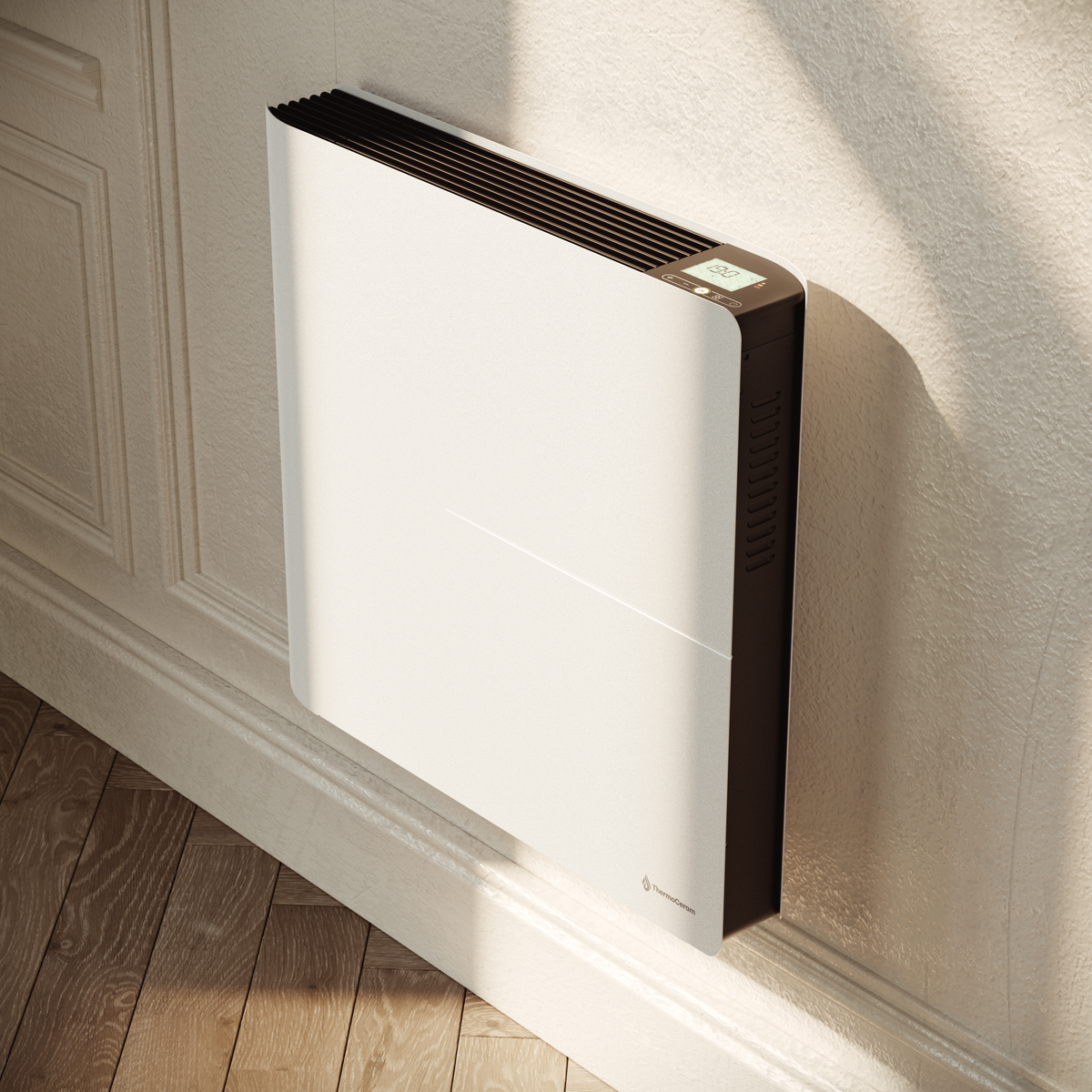 Radiateur électrique connecté 1000W double système de chauffe horizontal Blanc Molia