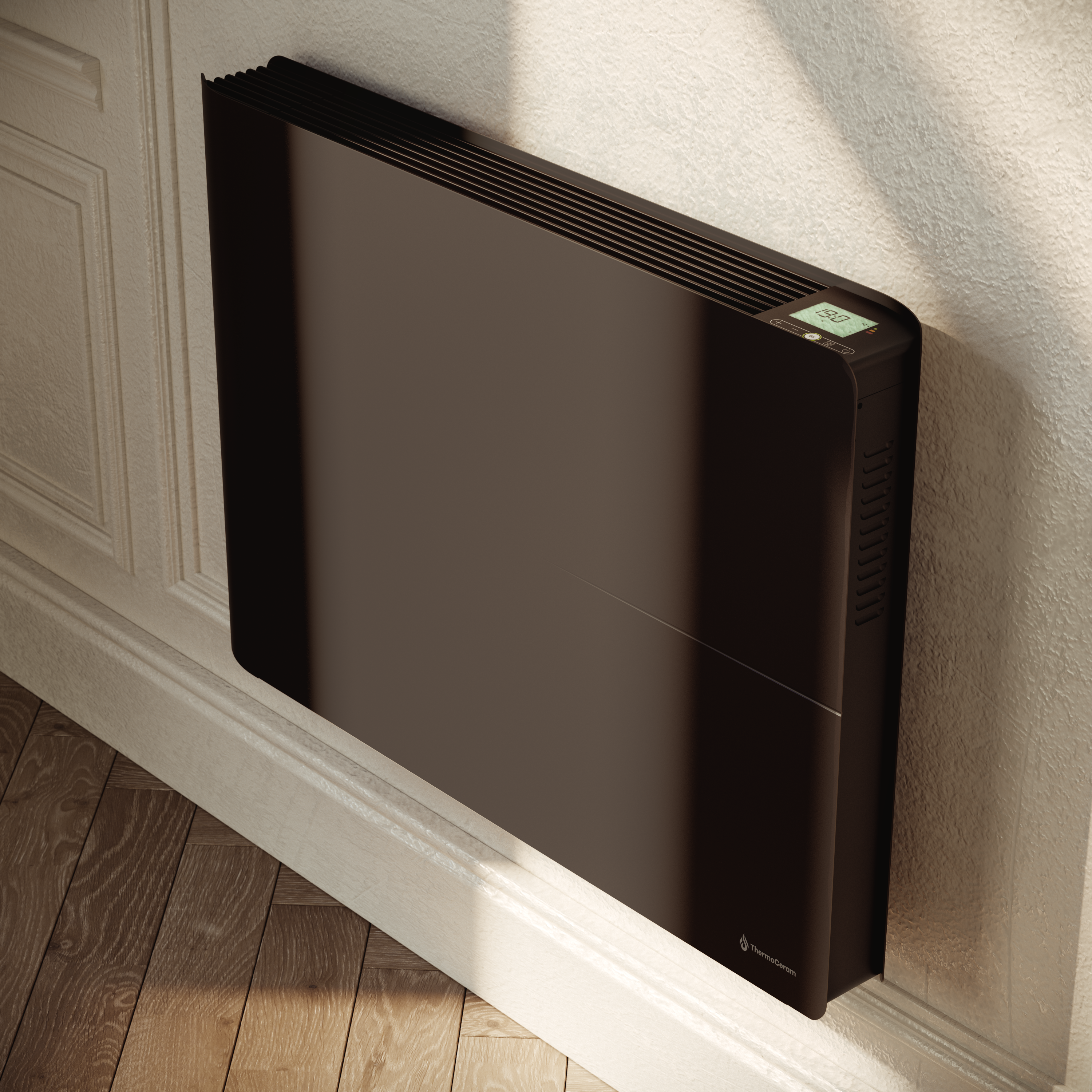 Radiateur électrique connecté 1500W double système de chauffe horizontal Noir Molia