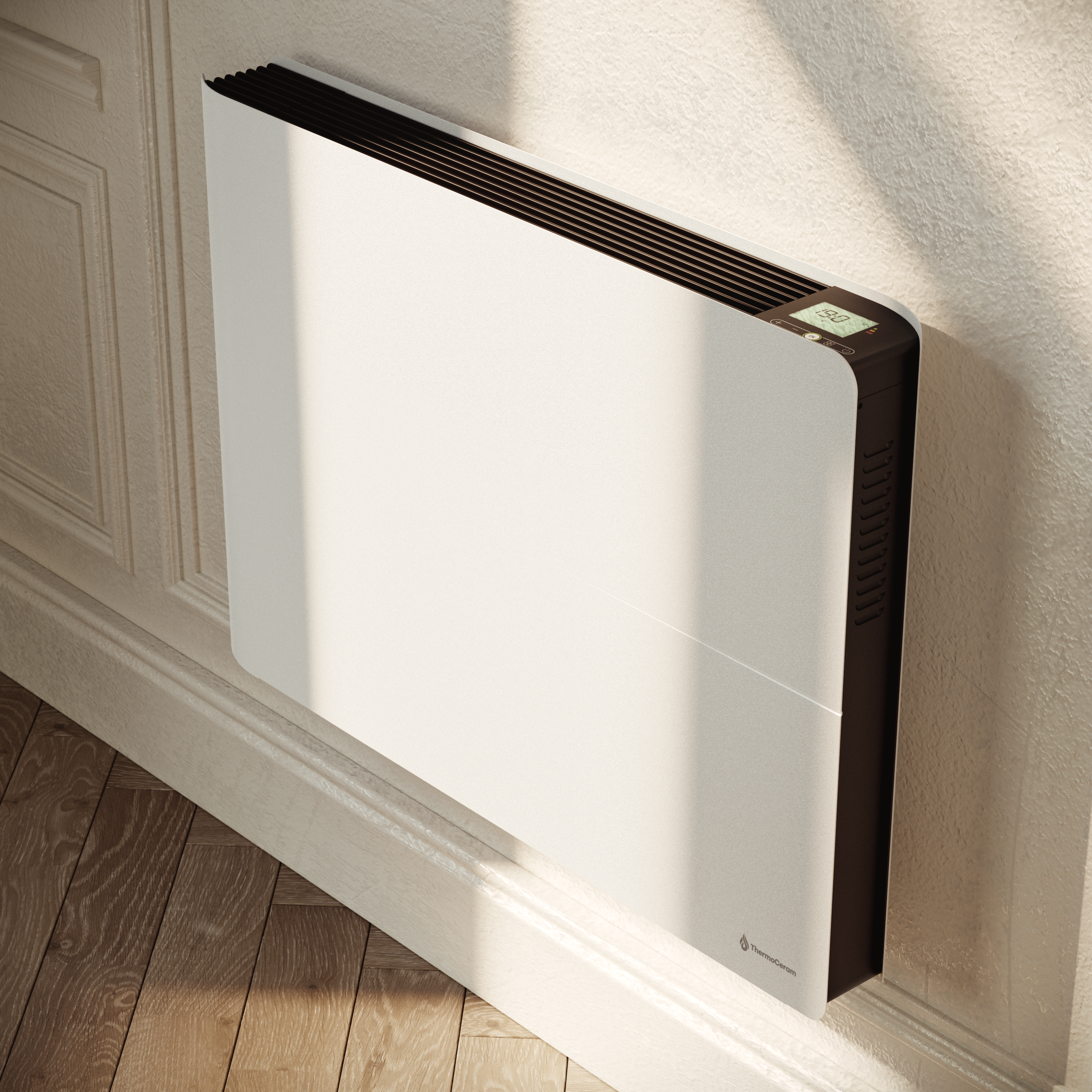 Radiateur électrique connecté 1500W double système de chauffe horizontal Blanc Molia