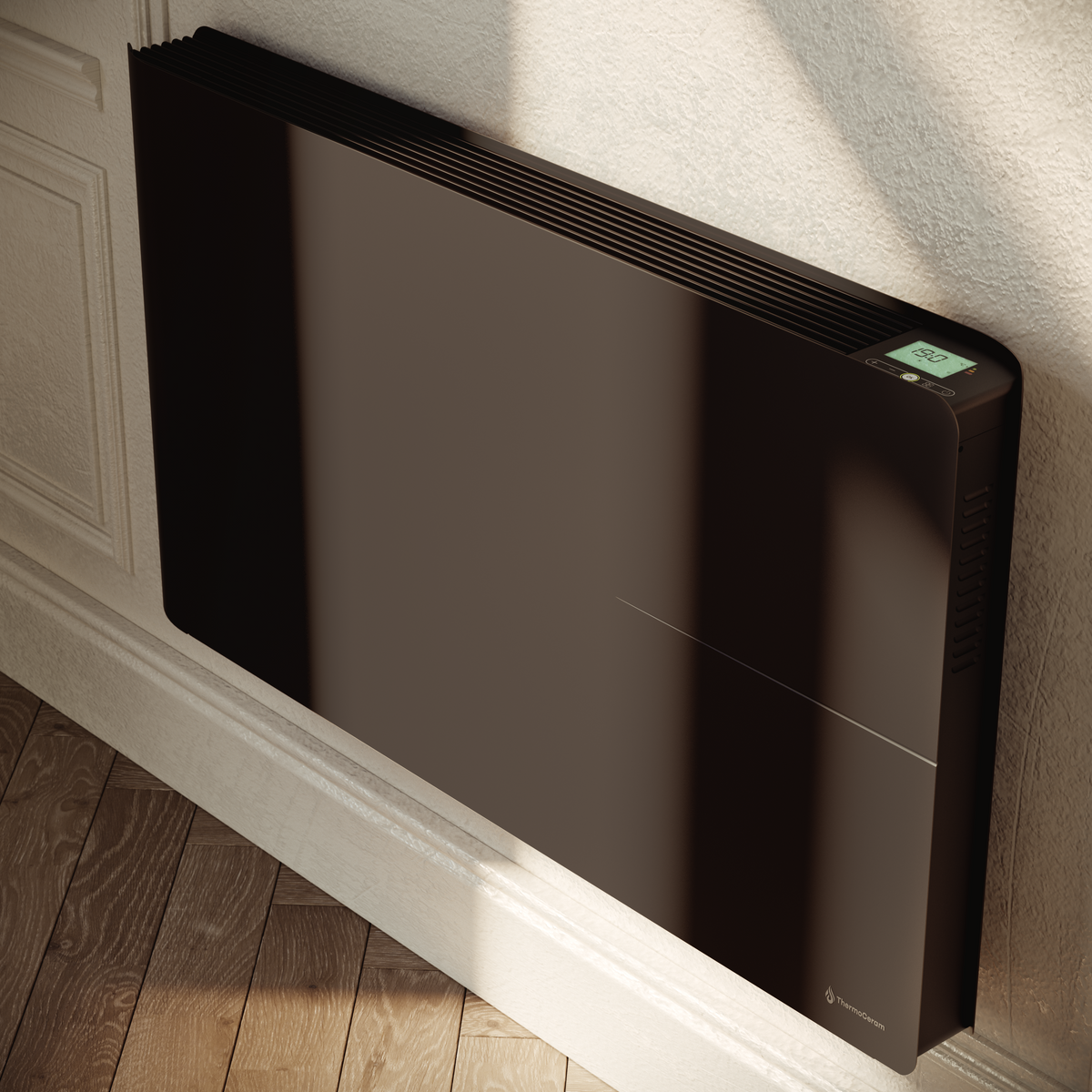 Radiateur électrique connecté 2000W double système de chauffe horizontal Noir Molia