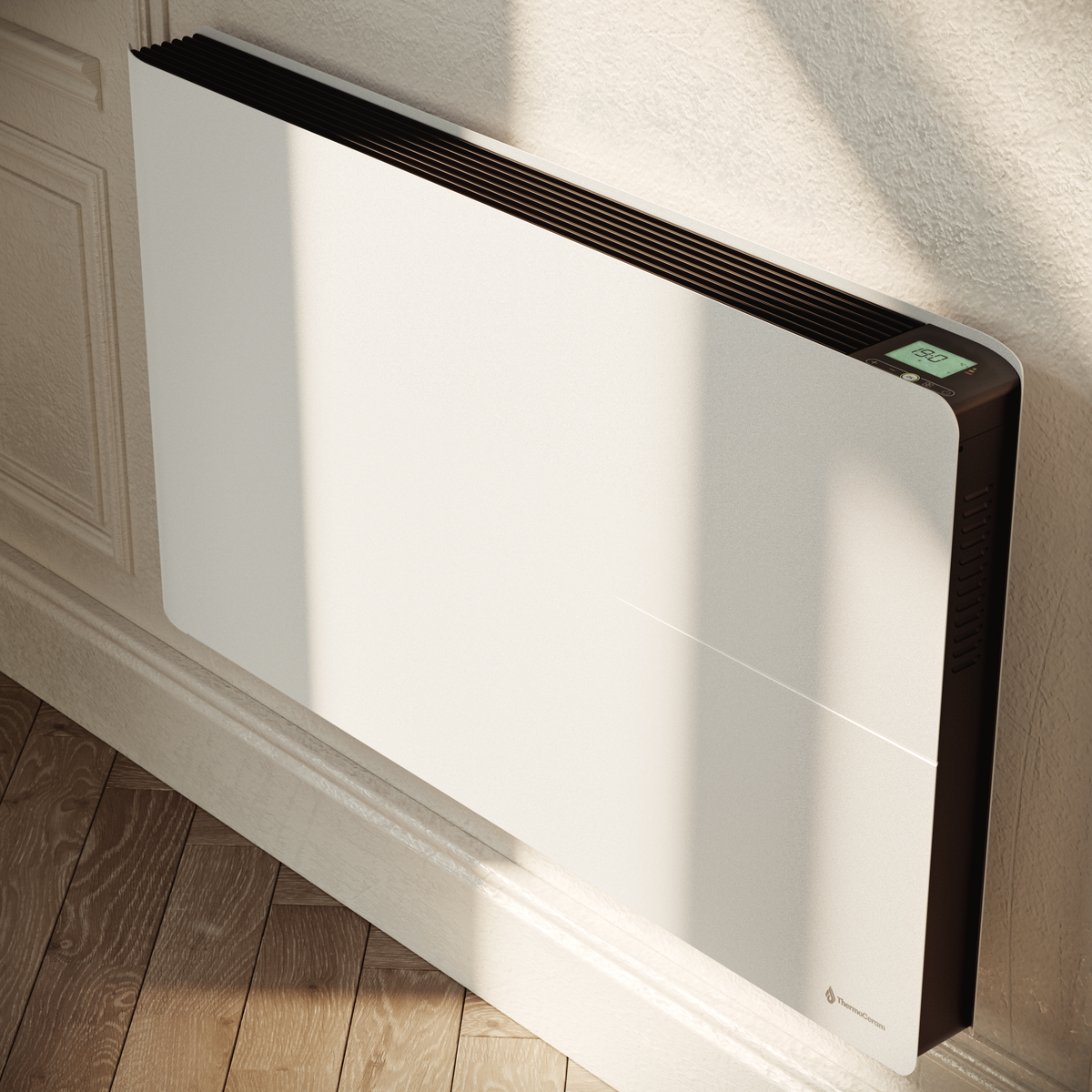 Radiateur électrique connecté 2000W double système de chauffe horizontal Blanc Molia