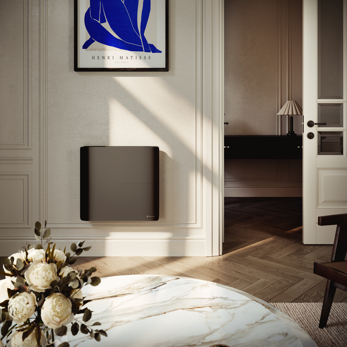 Radiateur électrique connecté 1000W double système de chauffe horizontal Noir Molia