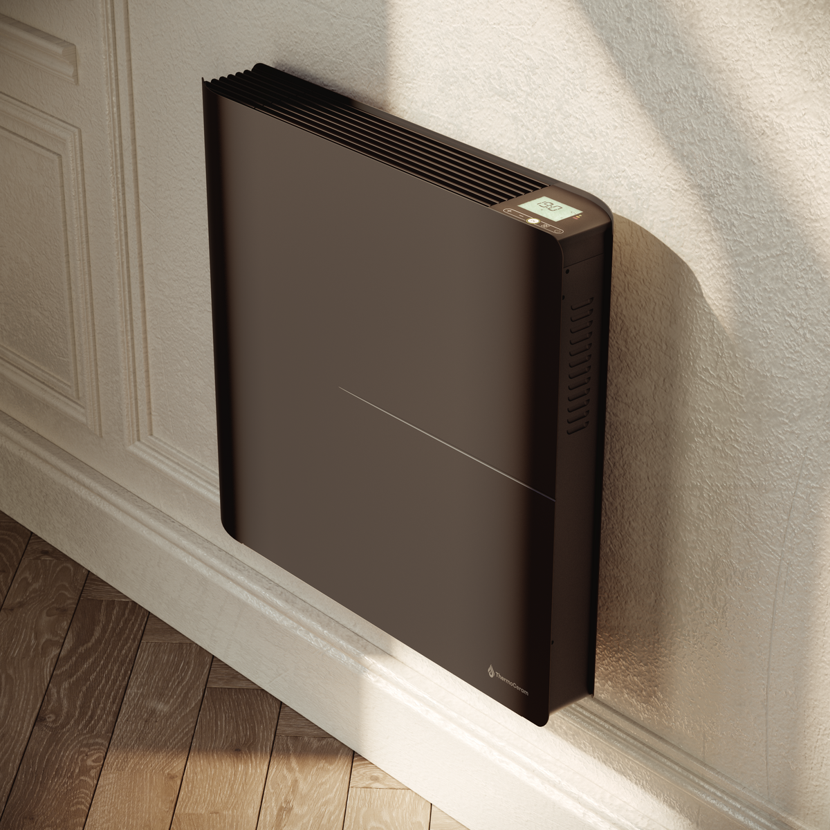 Radiateur électrique connecté 1000W double système de chauffe horizontal Noir Molia