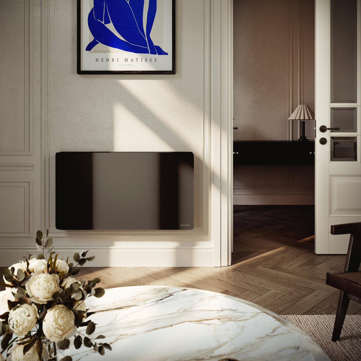 Radiateur électrique connecté 2000W double système de chauffe horizontal Noir Molia