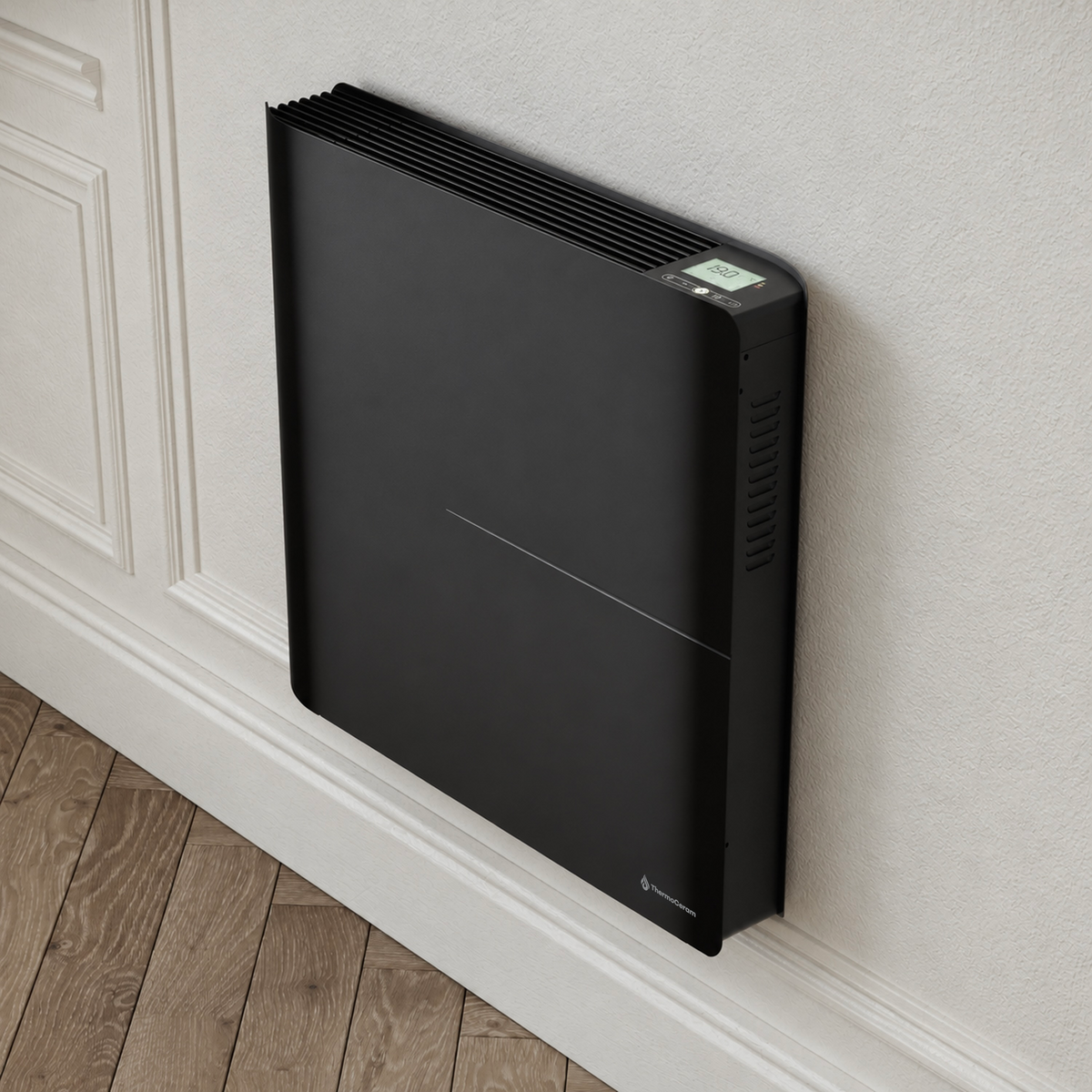 Radiateur électrique connecté 1000W double système de chauffe horizontal Noir Molia