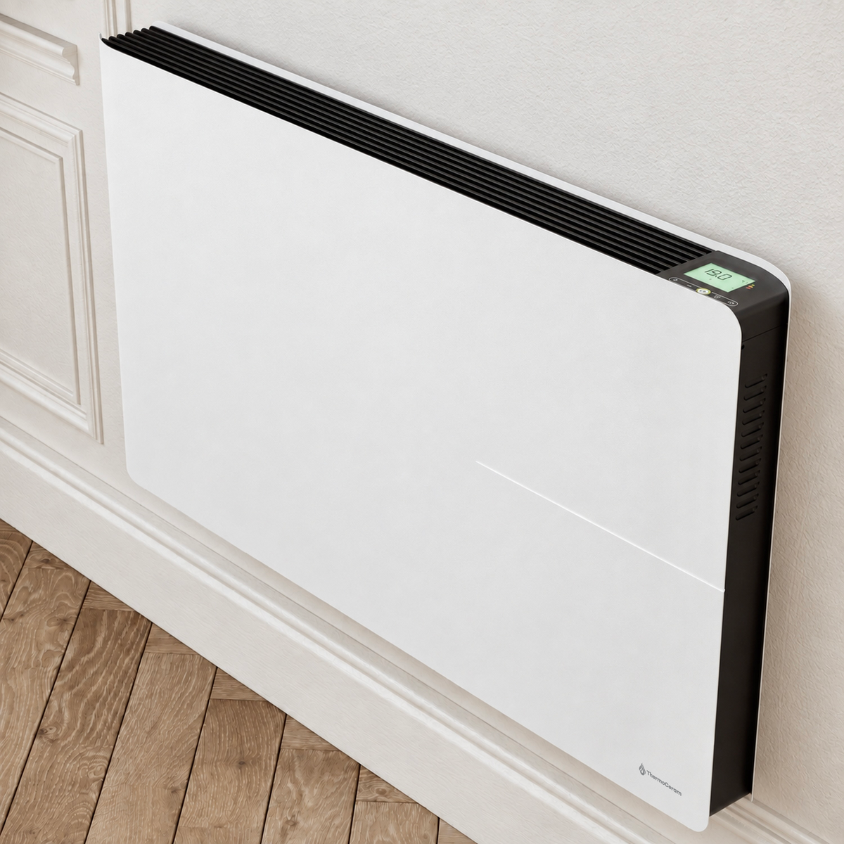 Radiateur électrique connecté 2000W double système de chauffe horizontal Blanc Molia