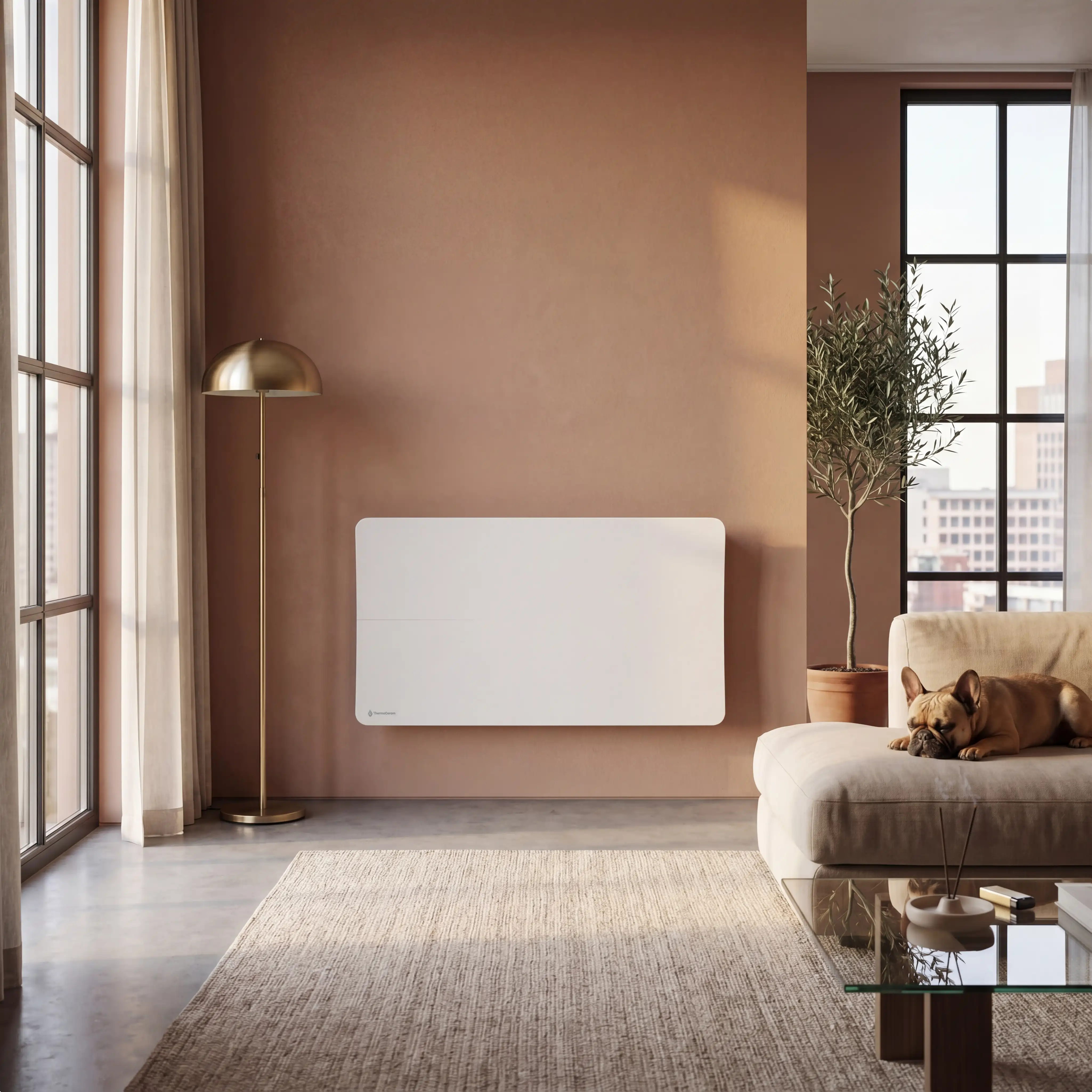 Radiateur électrique connecté 2000W double système de chauffe horizontal Blanc Cira