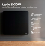 Radiateur électrique connecté 1000W double système de chauffe horizontal Noir Molia - Thermoceram FR