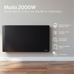 Radiateur électrique connecté 2000W double système de chauffe horizontal Noir Molia