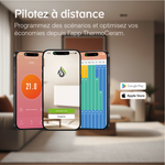 Application ThermoCeram sur smartphone : pilotage du radiateur à distance, réglage de la température et programmation hebdomadaire