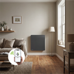 Radiateur électrique connecté 1000W double système de chauffe horizontal Noir Cira - Thermoceram FR